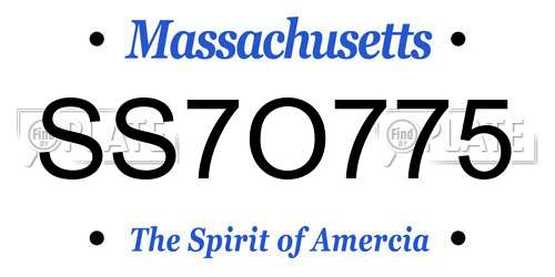 SS7O775 Massachusetts License Plate