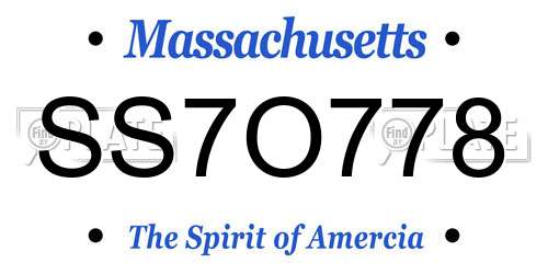 SS7O778 Massachusetts License Plate