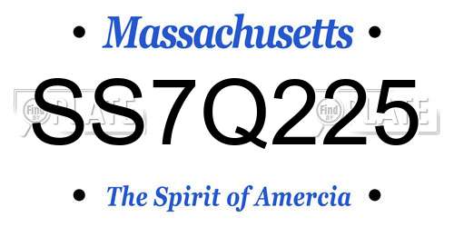 SS7Q225 Massachusetts License Plate