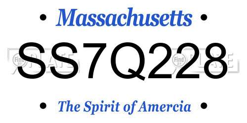 SS7Q228 Massachusetts License Plate