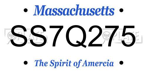 SS7Q275 Massachusetts License Plate