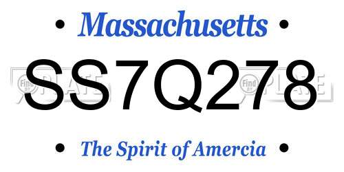 SS7Q278 Massachusetts License Plate