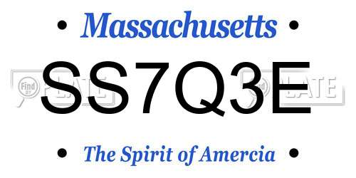 SS7Q3E Massachusetts License Plate