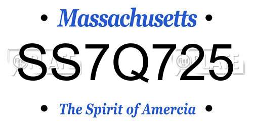 SS7Q725 Massachusetts License Plate