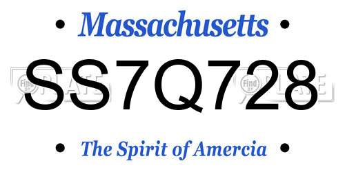 SS7Q728 Massachusetts License Plate