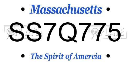 SS7Q775 Massachusetts License Plate