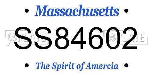 SS84602 Massachusetts License Plate