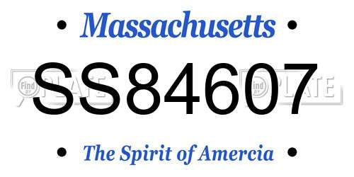 SS84607 Massachusetts License Plate