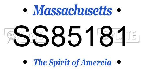 SS85181 Massachusetts License Plate