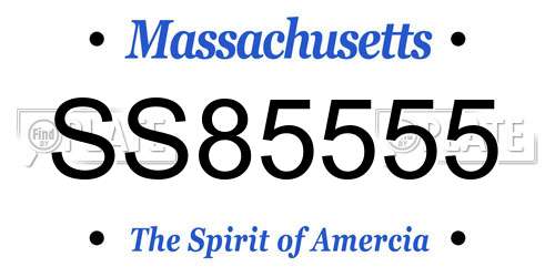 SS85555 Massachusetts License Plate