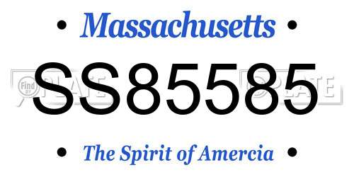 SS85585 Massachusetts License Plate