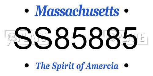 SS85885 Massachusetts License Plate
