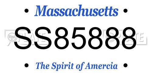 SS85888 Massachusetts License Plate