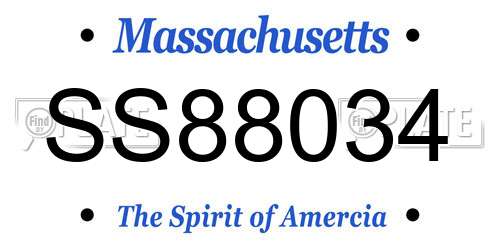 SS88034 Massachusetts License Plate