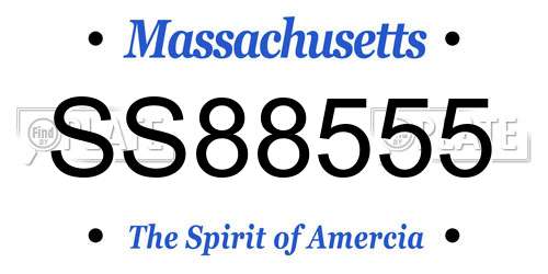 SS88555 Massachusetts License Plate