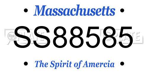 SS88585 Massachusetts License Plate