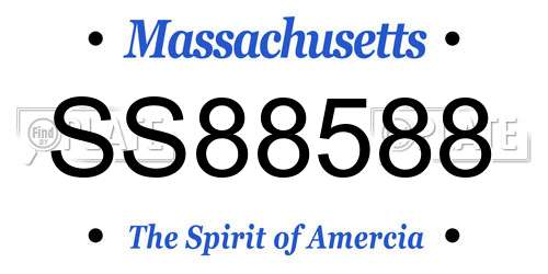 SS88588 Massachusetts License Plate