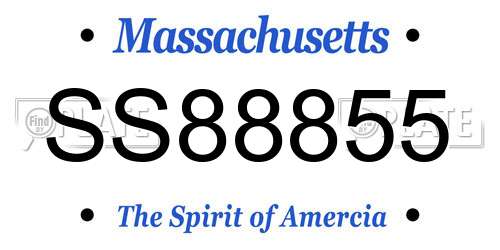 SS88855 Massachusetts License Plate