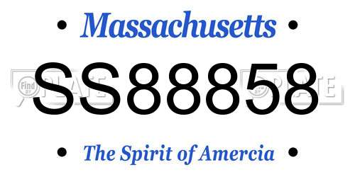 SS88858 Massachusetts License Plate