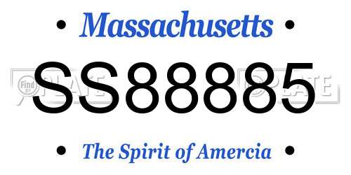 SS88885 Massachusetts License Plate