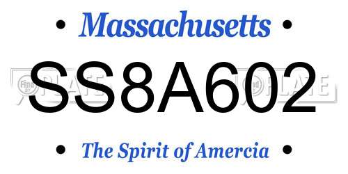 SS8A602 Massachusetts License Plate