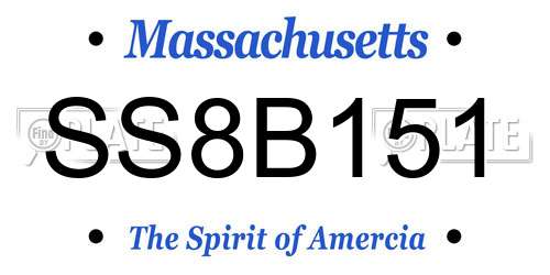 SS8B151 Massachusetts License Plate
