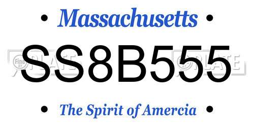SS8B555 Massachusetts License Plate