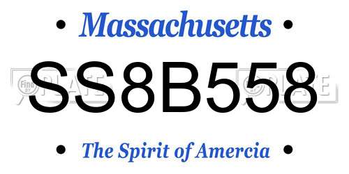 SS8B558 Massachusetts License Plate