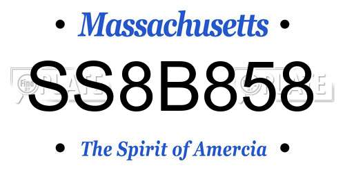 SS8B858 Massachusetts License Plate