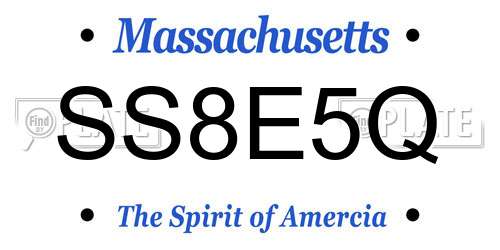 SS8E5Q Massachusetts License Plate