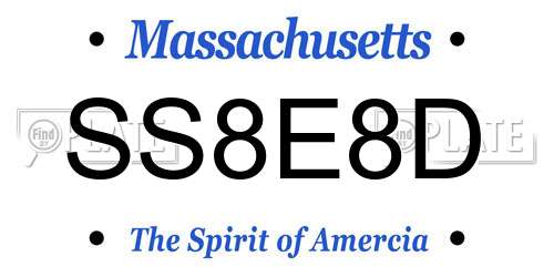 SS8E8D Massachusetts License Plate