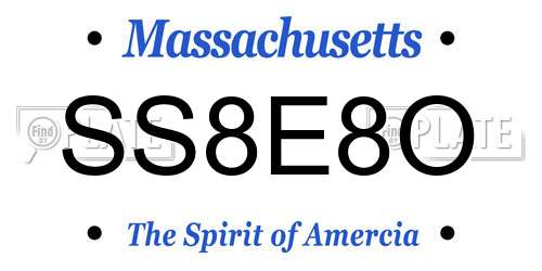 SS8E8O Massachusetts License Plate