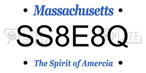 SS8E8Q Massachusetts License Plate