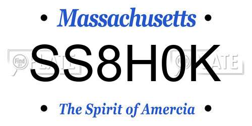 SS8H0K Massachusetts License Plate