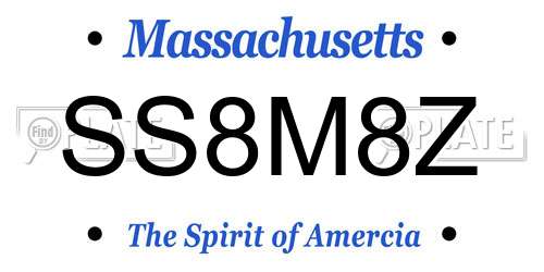 SS8M8Z Massachusetts License Plate