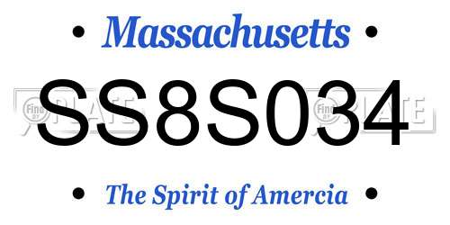 SS8S034 Massachusetts License Plate