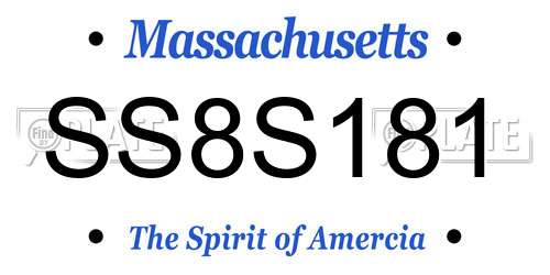 SS8S181 Massachusetts License Plate