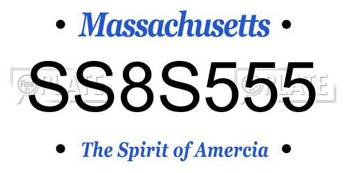 SS8S555 Massachusetts License Plate