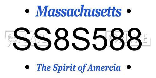 SS8S588 Massachusetts License Plate