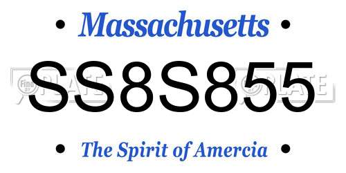 SS8S855 Massachusetts License Plate