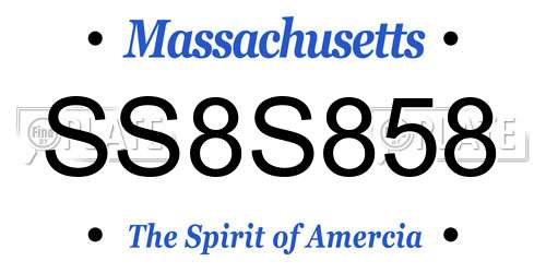 SS8S858 Massachusetts License Plate