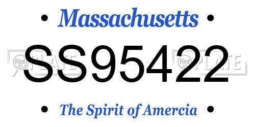 SS95422 Massachusetts License Plate