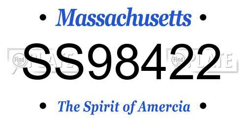 SS98422 Massachusetts License Plate