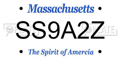 SS9A2Z Massachusetts License Plate