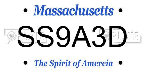 SS9A3D Massachusetts License Plate
