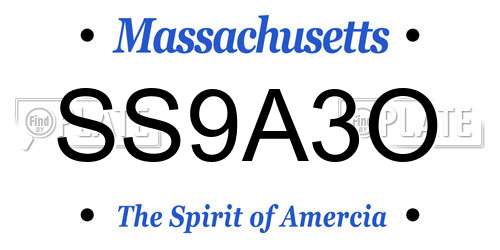 SS9A3O Massachusetts License Plate