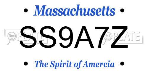 SS9A7Z Massachusetts License Plate
