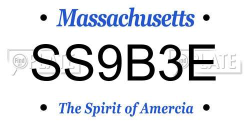 SS9B3E Massachusetts License Plate