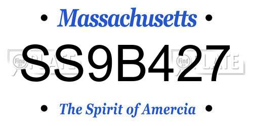 SS9B427 Massachusetts License Plate