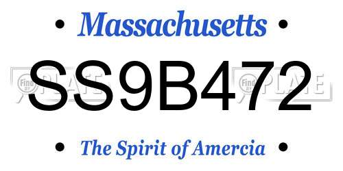 SS9B472 Massachusetts License Plate
